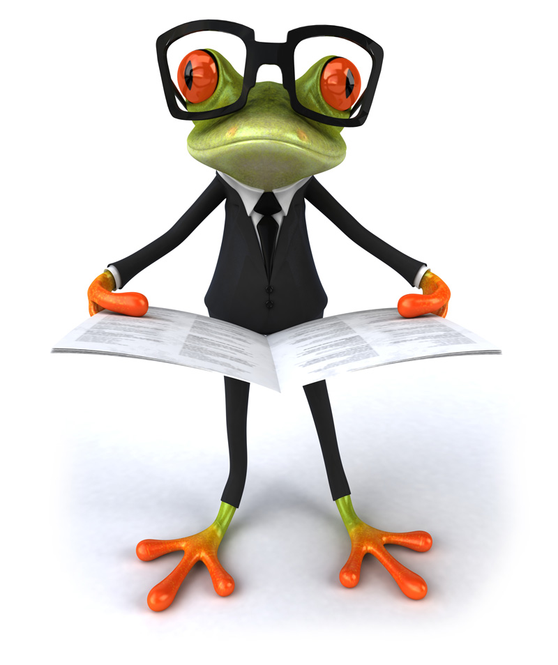 Frog-Reading a book Web marketing frog reading a book
